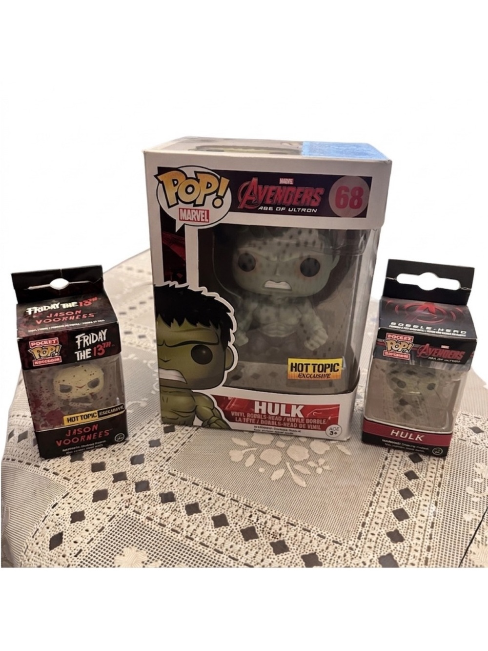 Funko Pop Marvel Hulk #68 +Pocket PopHulk & Jason Voorhees Bundle Hot Topic